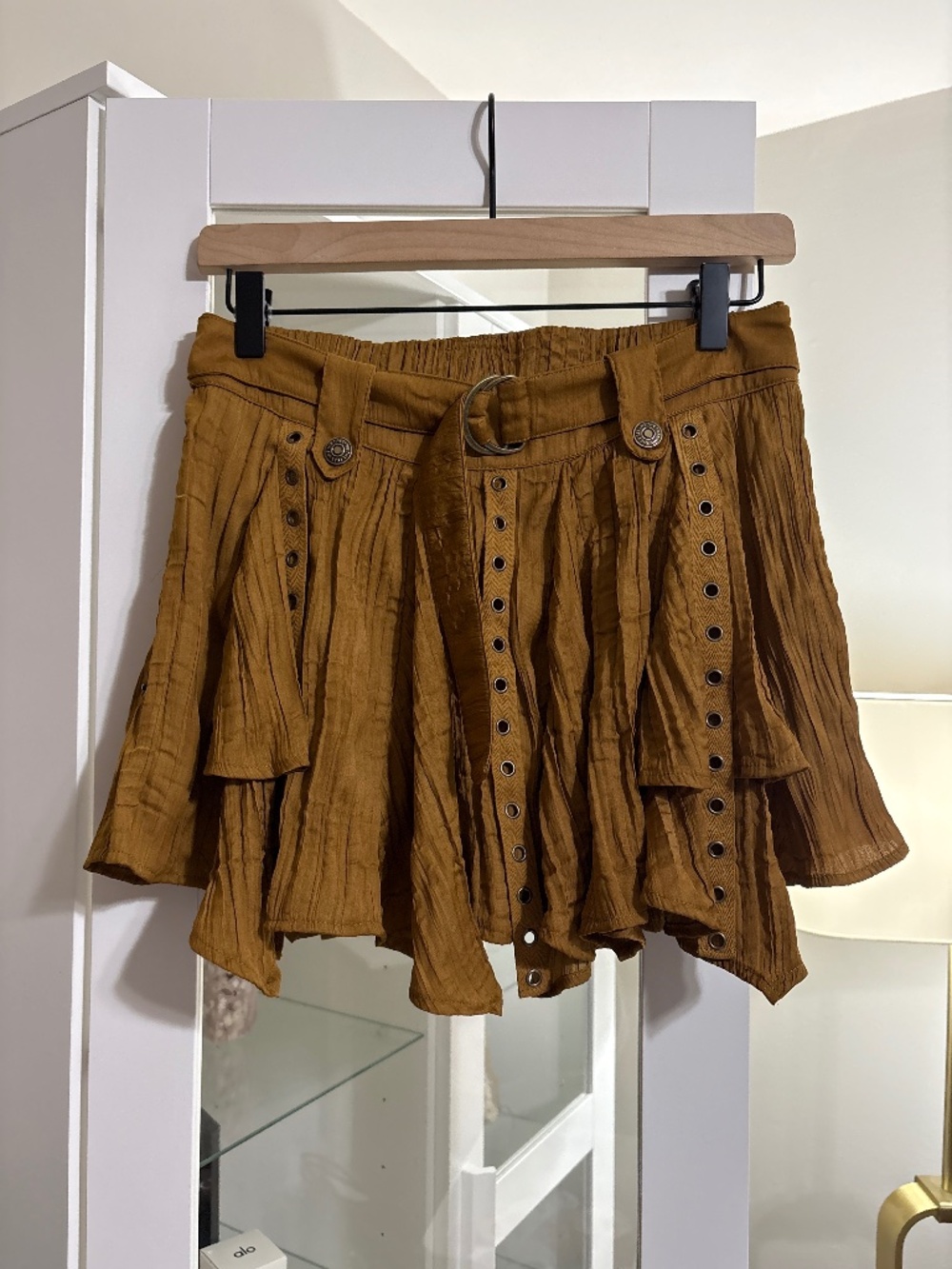 Free People Rue Mini Skirt in Golden Brown size XS